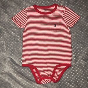 Ralph Lauren - Red/White Stripe Onesie - 12M